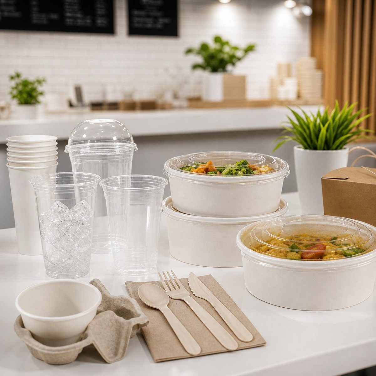 Vasos y empaques compostables para restaurantes y food service