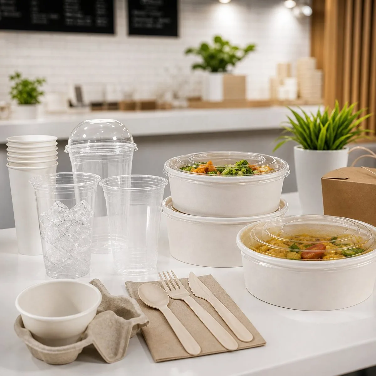 Vasos y empaques compostables para restaurantes y food service